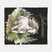 Paard Waterverf Wit Arabisch Paard Pony Natuur Fleece Deken (Voorkant (Horizontaal))
