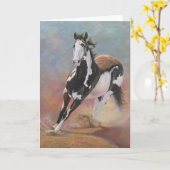 paard wenskaart kaart (Gele Bloem)