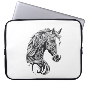 Paard Wilde Dier Natuur Illustratie Art Tattoo Laptop Sleeve
