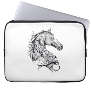 Paard Wilde Dier Natuur Illustratie Art Tattoo Laptop Sleeve