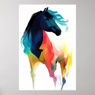 Paard Wilde Natuur Dierlijke Kleuren Kunst Schilde Poster