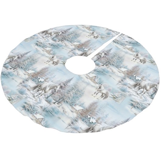 Paard winterpatroon besneeuwd bos landschap kerstboom rok (Gekanteld)