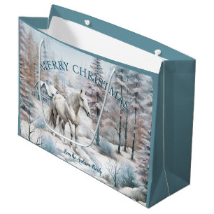 Paard winterscène sneeuwbos Kerstmis Groot Cadeauzakje