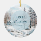 Paard winterscène sneeuwbos Kerstmis Keramisch Ornament (Achterkant)