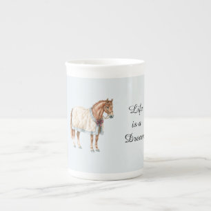 Paard Witte Blauwe Dekent Porselein Kop