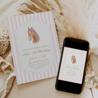 Paard Zadel Meisjes Roze Pony Verjaardag Kaart