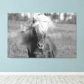  Paard Zwart-wit Canvas Afdruk (Insitu (Houten vloer))