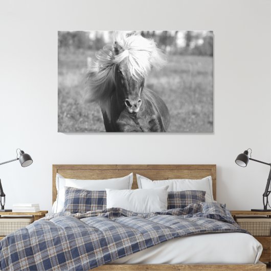  Paard Zwart-wit Canvas Afdruk (Insitu (Slaapkamer))