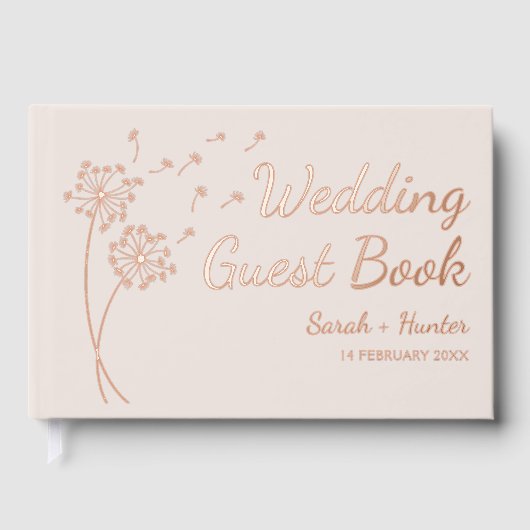Paardebloem Bloem Roos Gold Folie Wedding Guest Bo Gastenboek (Voorkant)