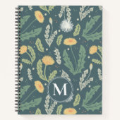 Paardebloem Bloemen onkruid Patroon & Monogram Notitieboek (Voorkant)