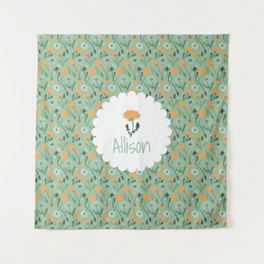 Paardebloem Bloemen Sinaasappel Bloemen Aangepaste Wandkleed (Voorkant)