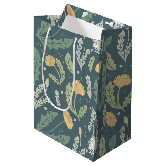 Paardebloem bloemenwiet patroon medium cadeauzakje (Voorkant Gekanteld)