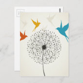 Paardebloem en vogel briefkaart (Voorkant / Achterkant)