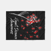Paardebloem rode lint bloemen hartziekte Awarene Fleece Deken (Voorkant (Horizontaal))