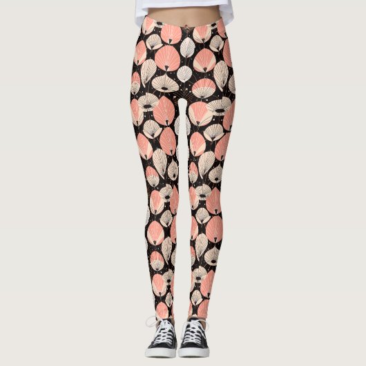 Paardebloemen -Midden-eeuw- Retro Modern Design Leggings (Voorkant)