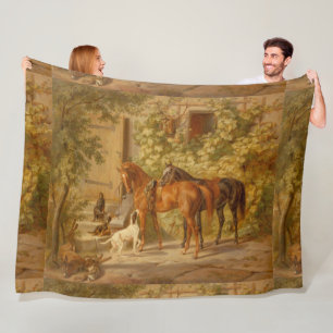 paarden aan de Porch Albrecht Adam Fleece Deken
