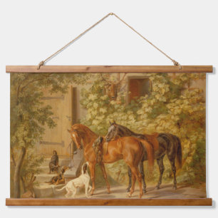  paarden aan de Porch Albrecht Adam Hangend Wandkleed