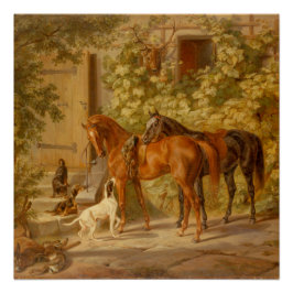  paarden aan de Porch Albrecht Adam Hanging Perfect Poster