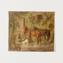  paarden aan de Porch Albrecht Adam
