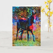 Paarden Abstracte Art Note Kaart (Gele Bloem)