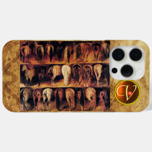 Paarden achterkwarten, Oranje geagatuurd monogram iPhone 15 Pro Max Hoesje