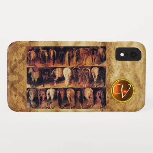 Paarden achterkwarten, Oranje geagatuurd monogram Case-Mate iPhone Case (Achterkant (horizontaal))