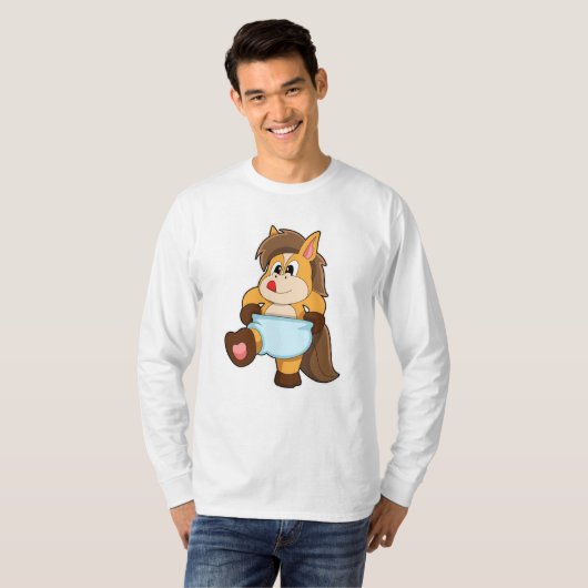 Paarden als Baby met luier T-shirt (Voorkant volledig)