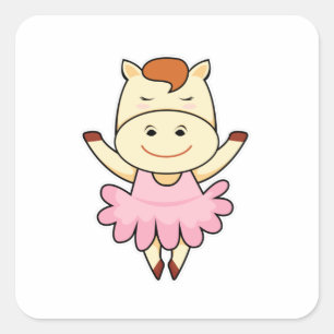 Paarden als Ballerina in Ballet Vierkante Sticker