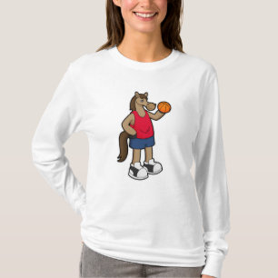 Paarden als Basketball-speler met Basketball T-shirt