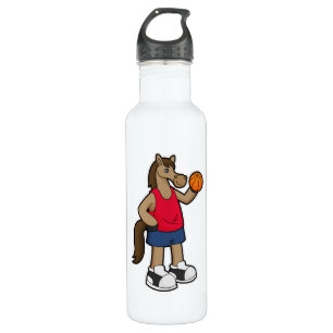 Paarden als Basketball-speler met Basketball Waterfles