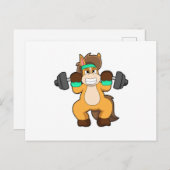 Paarden als Bodybuilder met Barbell Briefkaart (Voorkant / Achterkant)