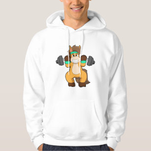 Paarden als Bodybuilder met Barbell Hoodie