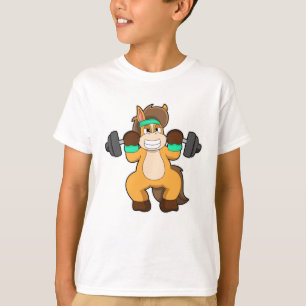 Paarden als Bodybuilder met Barbell T-shirt