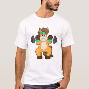 Paarden als Bodybuilder met Barbell T-shirt