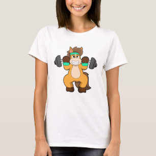 Paarden als Bodybuilder met Barbell T-shirt