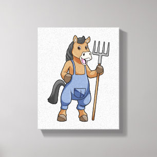 Paarden als boer met rake canvas afdruk
