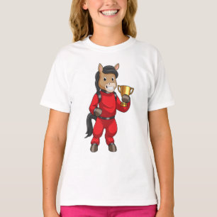 Paarden als Champion met trofee T-shirt
