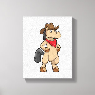 Paarden als Cowboy Canvas Afdruk