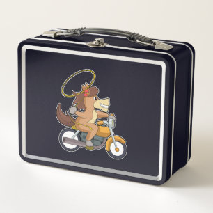 Paarden als cowboy met laso en motorfiets