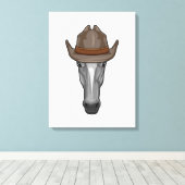 Paarden als cowboy met Pet Canvas Afdruk (Insitu (Houten vloer))