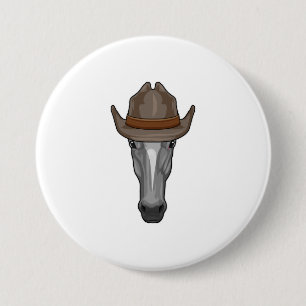 Paarden als cowboy met Pet Ronde Button 7,6 Cm
