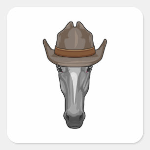 Paarden als cowboy met Pet Vierkante Sticker