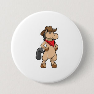Paarden als Cowboy Ronde Button 7,6 Cm