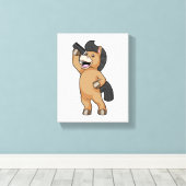 Paarden als hairdresser met comb canvas afdruk (Insitu (Houten vloer))