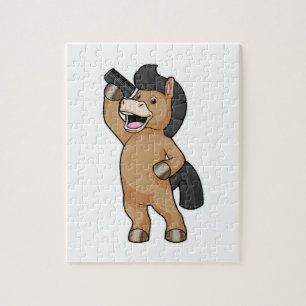 Paarden als hairdresser met comb legpuzzel