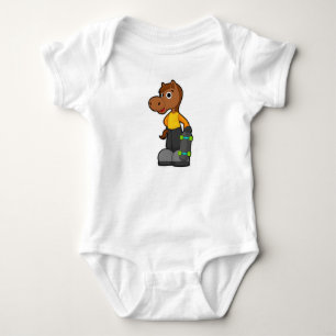Paarden als Skater met skateboard Romper