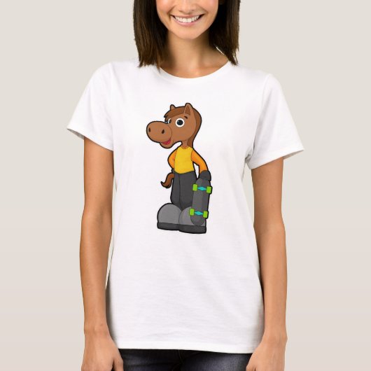 Paarden als Skater met skateboard T-shirt (Voorkant)