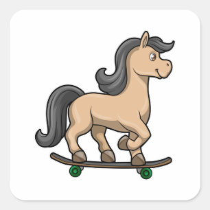 Paarden als Skater met skateboard Vierkante Sticker
