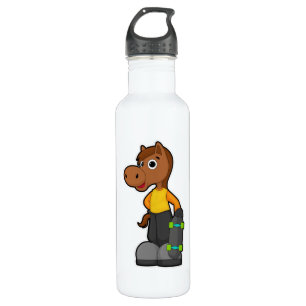 Paarden als Skater met skateboard Waterfles