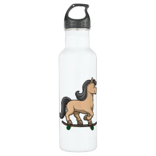 Paarden als Skater met skateboard Waterfles